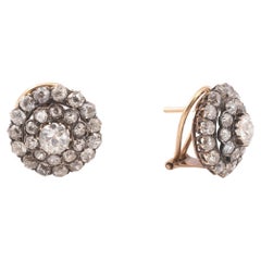 Pair of Old Cut Diamond 4, 5ct Cluster Earrings