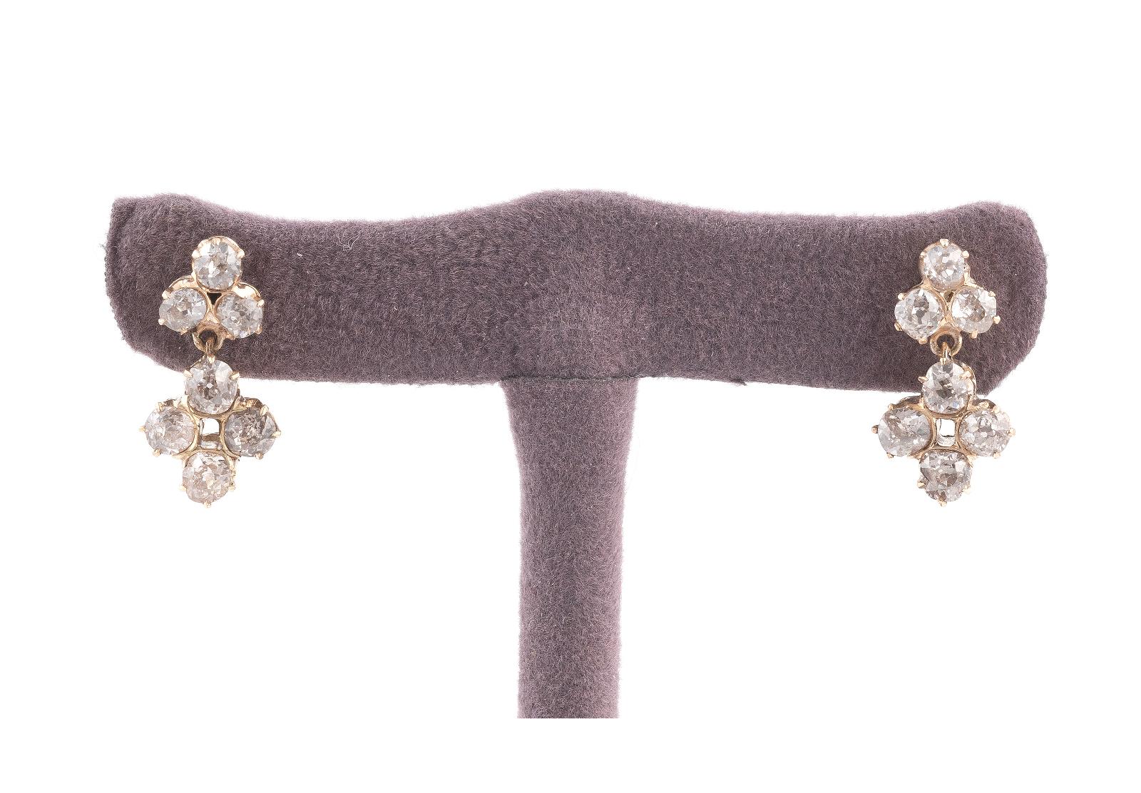 Art Deco Pair of Old Cut Diamond Set Earrings