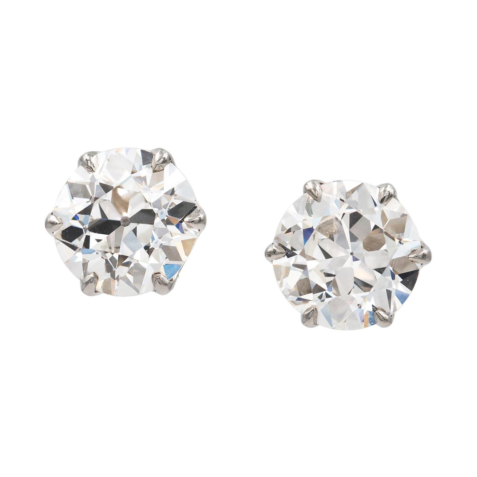 A Pair of Old-Cut Diamond Stud Earrings For Sale