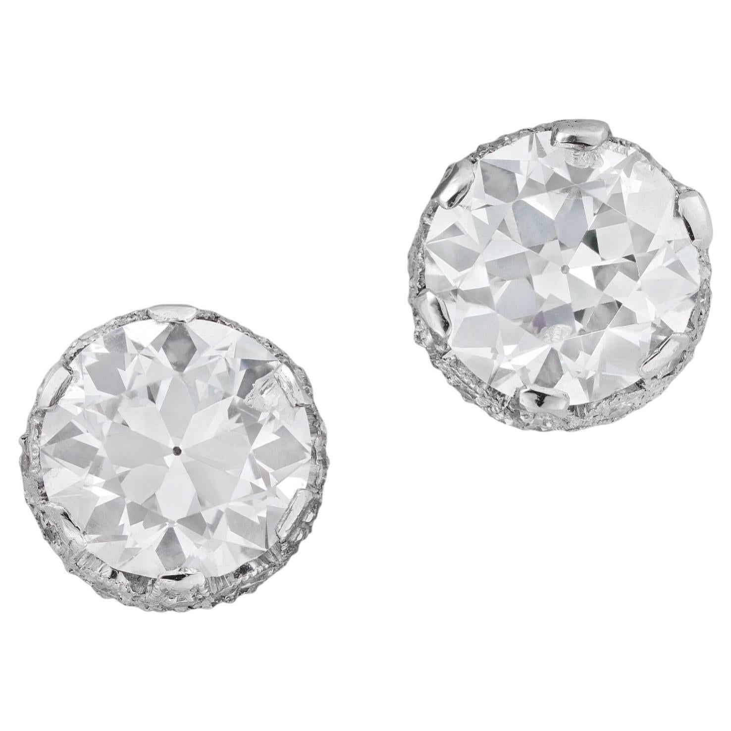 A pair of old-cut diamond stud earrings