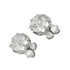 A pair of old European-cut diamond stud earrings