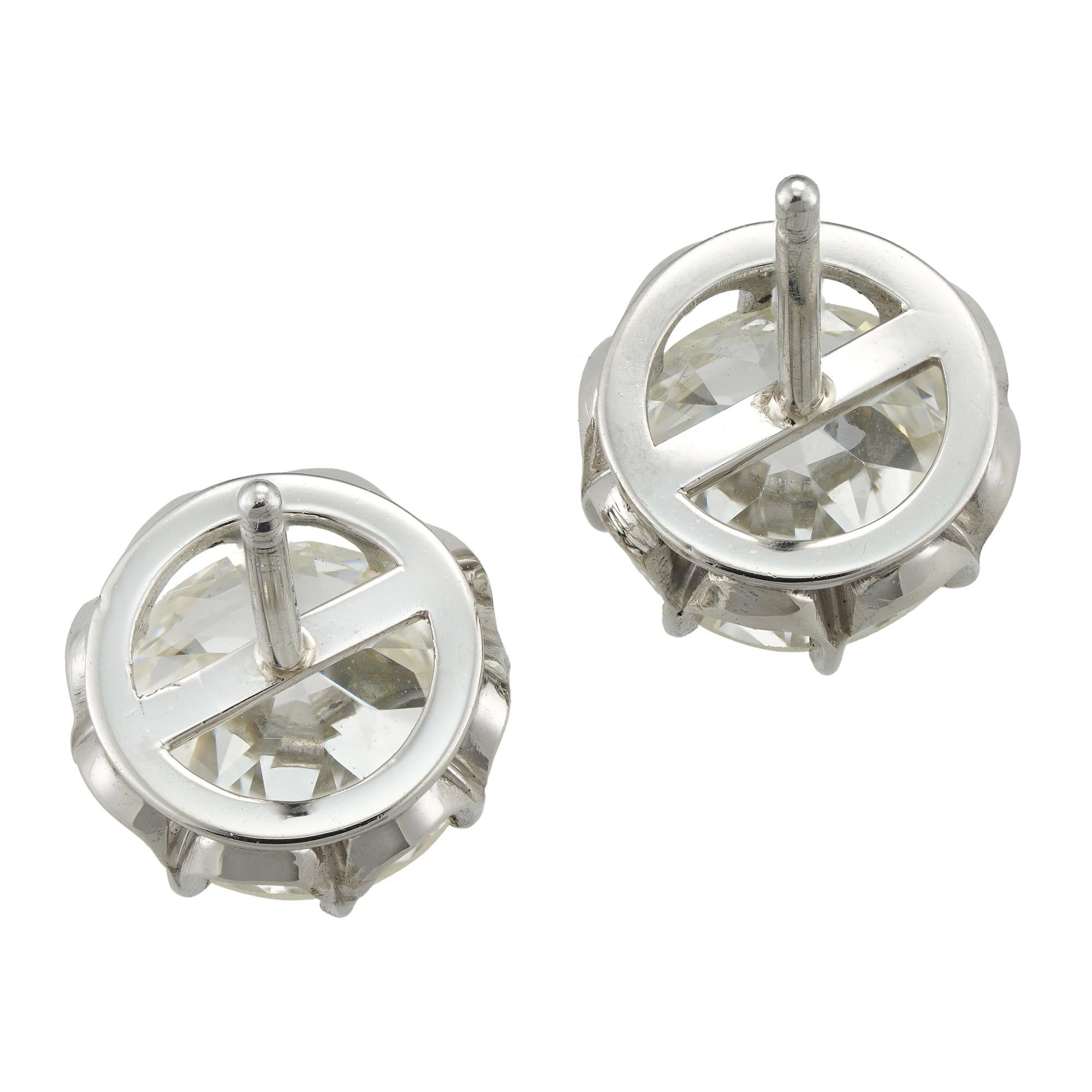 Modern A pair of old European-cut diamond stud earrings For Sale