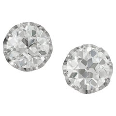 Paire de boucles d'oreilles en diamants anciens de taille européenne