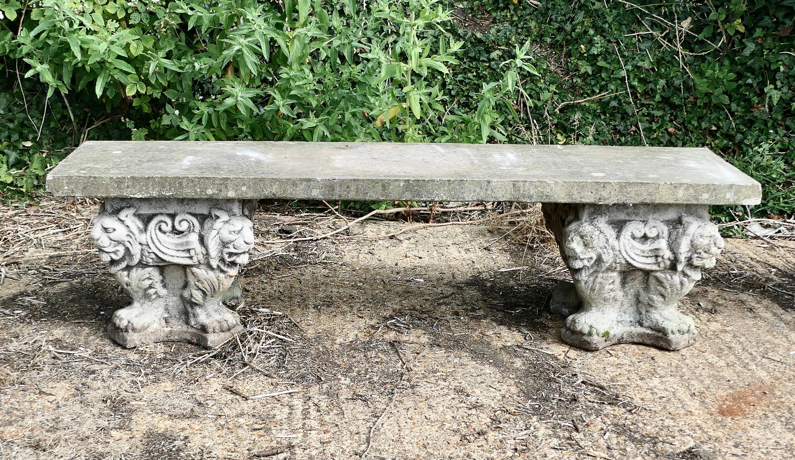 Mid-20th Century A pair of Old Gothic Weathered Stone Garden Benches