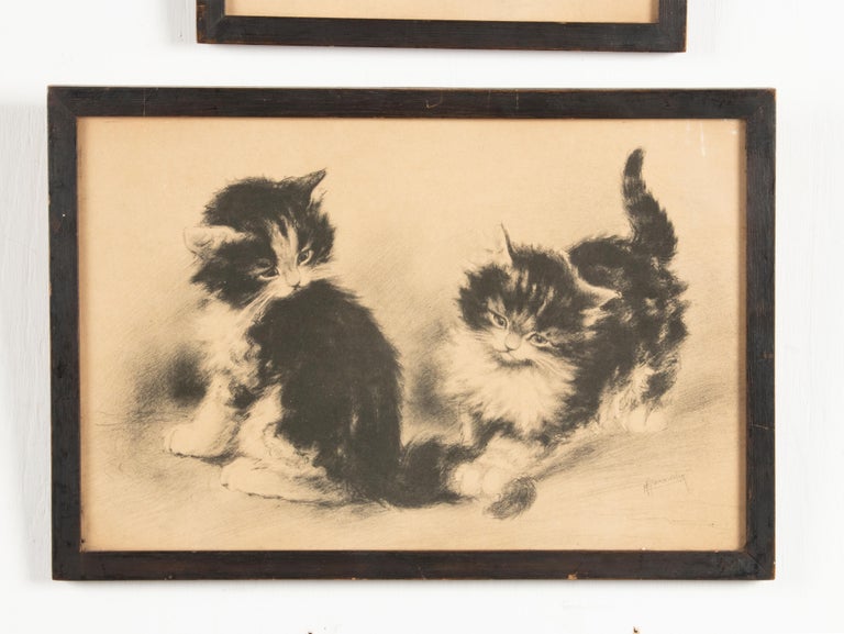 Deux Photos Encadrées Vintage – Chalet De Campagne Et Chats, Effet 3D, 1997