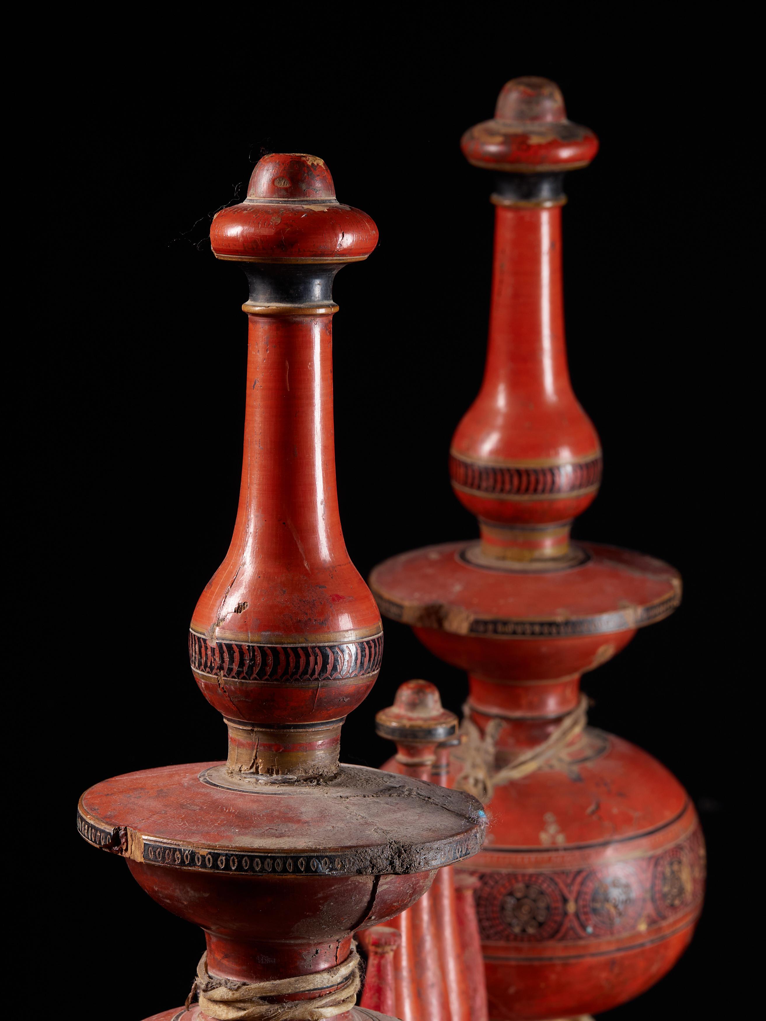 19th Century Pair of Old Punjabi Handcrafted Wooden Tribal Wedding Chairs