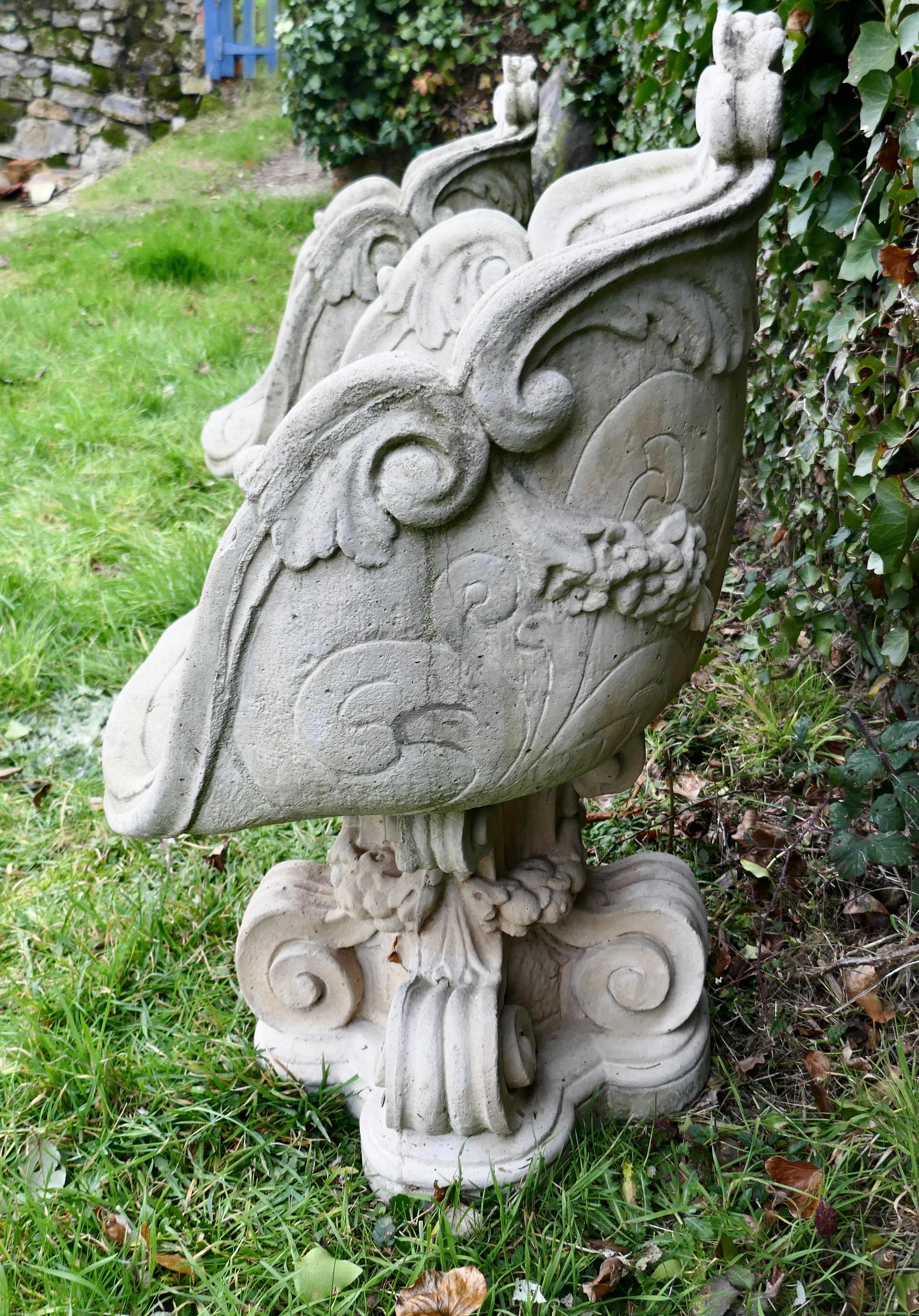 20th Century Pair of Old Weathered Stone Garden Seats  