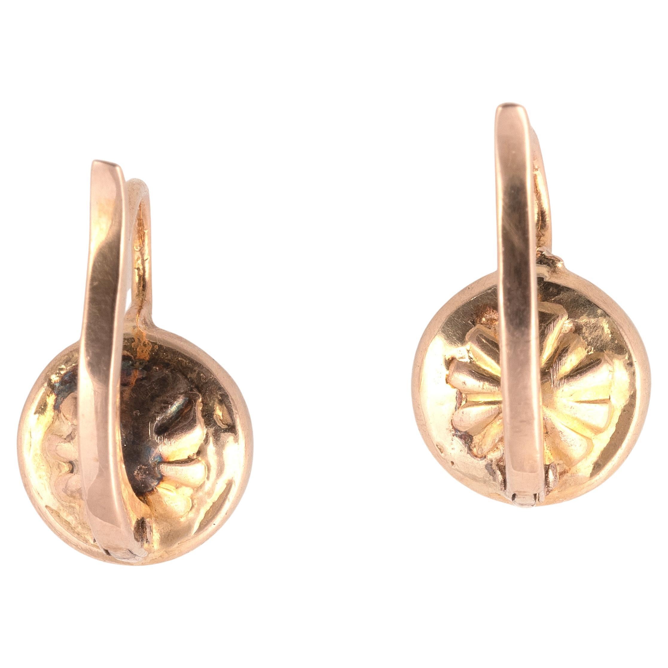 Art Nouveau A Pair Of Opal And 18kt Yellow Gold Earrings