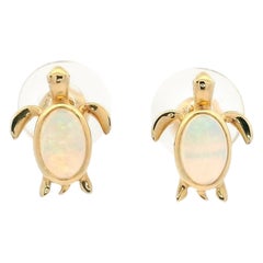 A Pair of Opal Turtle Stud Earrings in 18 Karat Yellow Gold