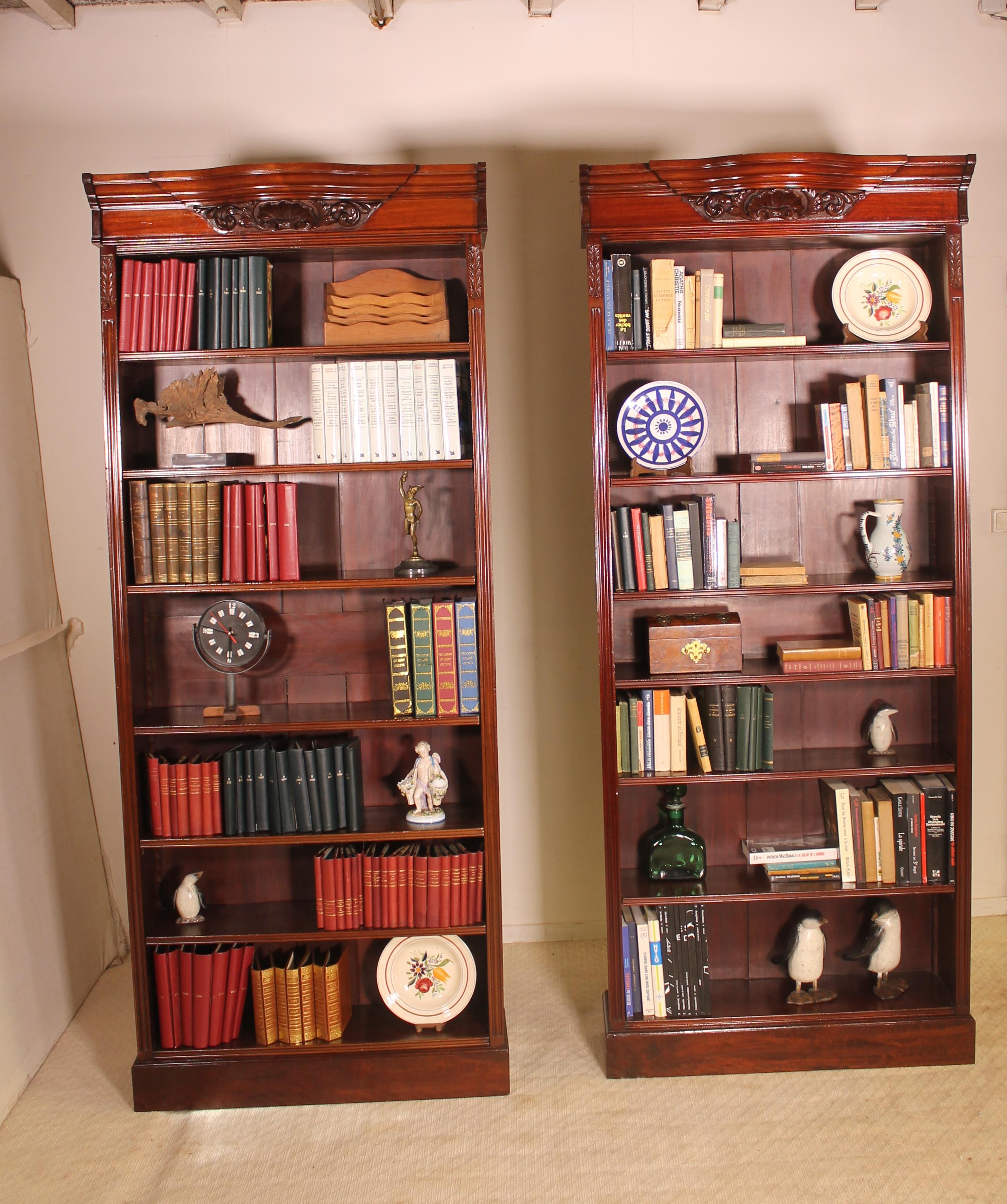 Pair of Open Bookcase Mahogany, 19th Century In Good Condition In Brussels, Brussels