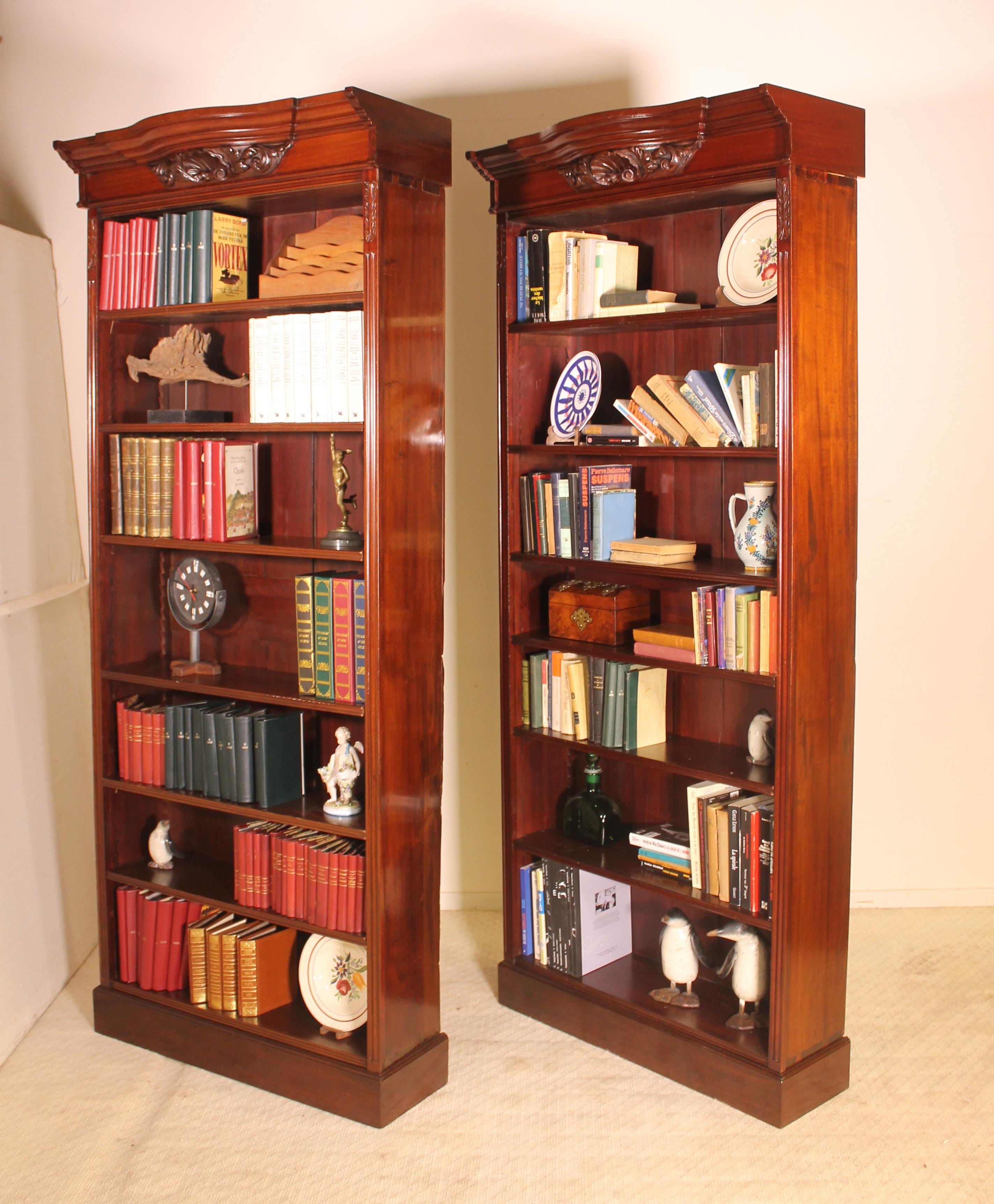 Pair of Open Bookcase Mahogany, 19th Century 1