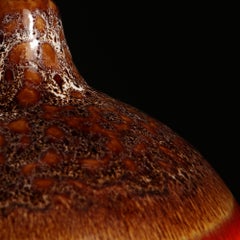 Pair of Orange Volcanic Glaze Art Pottery Vases as Table Lamps