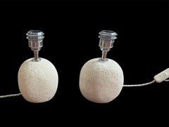 Paire de lampes de table en pierre organique, françaises, 20e siècle