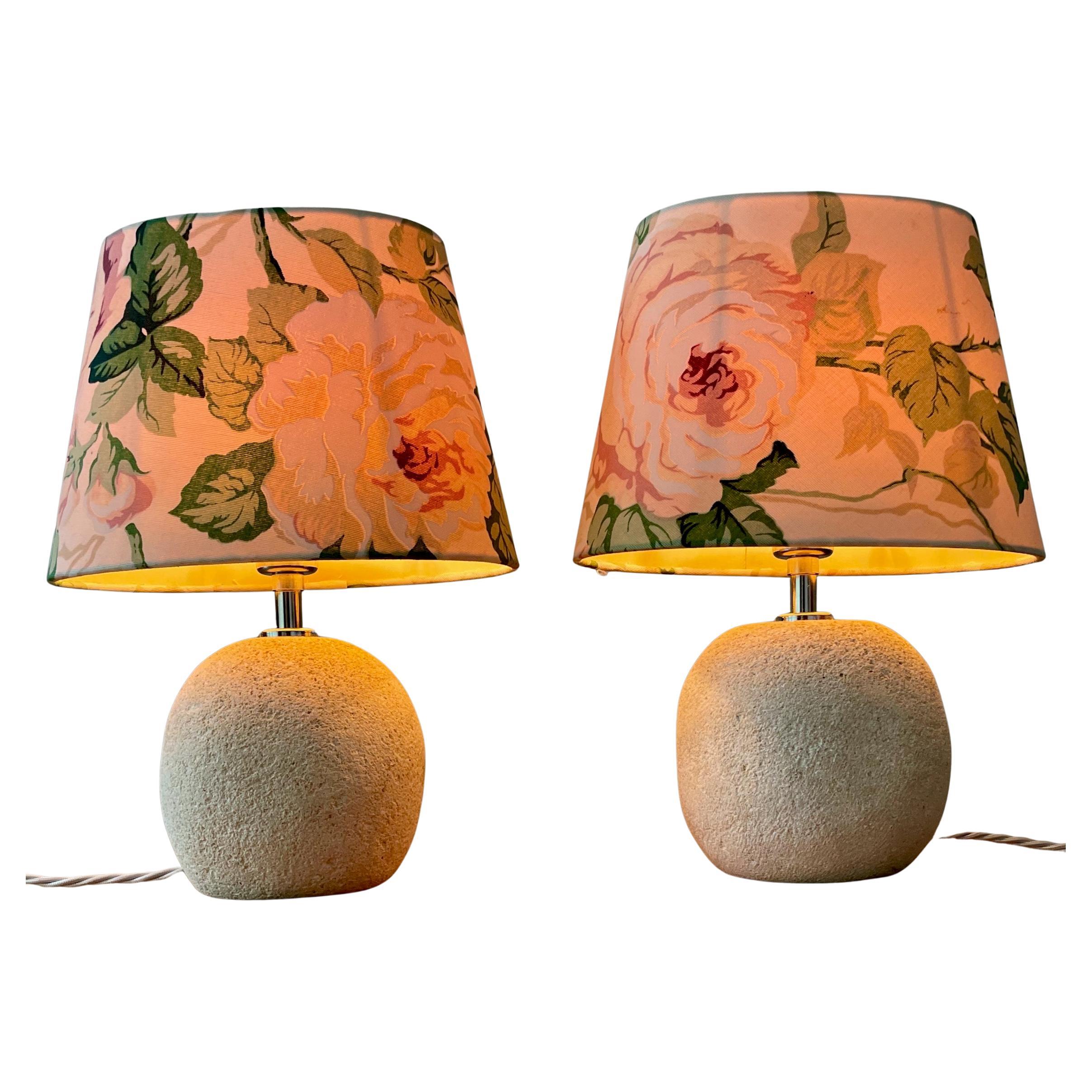 Paire de lampes de table en pierre organique, françaises, 20e siècle en vente