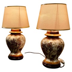 A Pair of Oriental Porcelain Ginger Jar Lamps    A Lovely Vintage pair dates bac