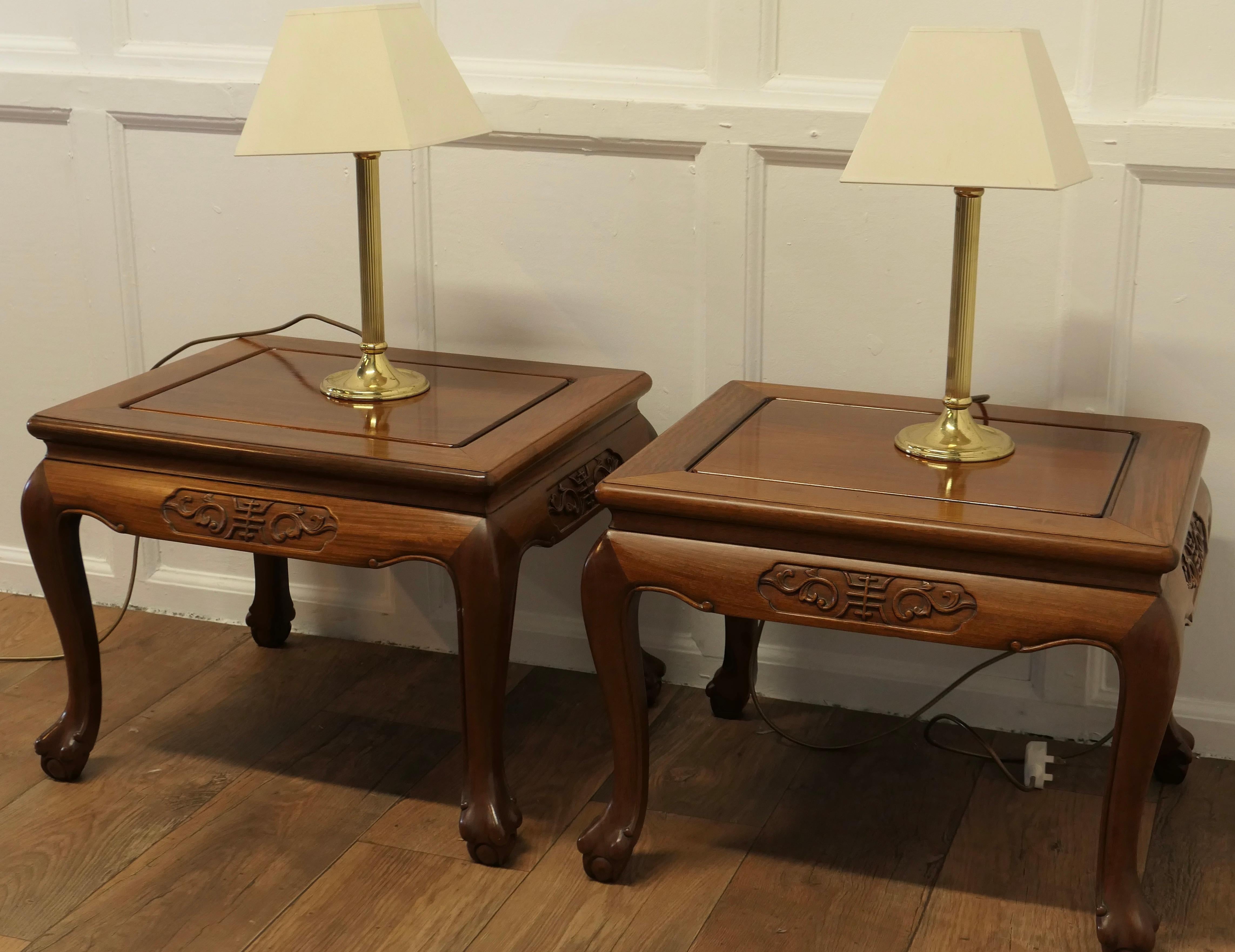 Pair of Oriental Teak Low Tables, Coffee Tables For Sale 3