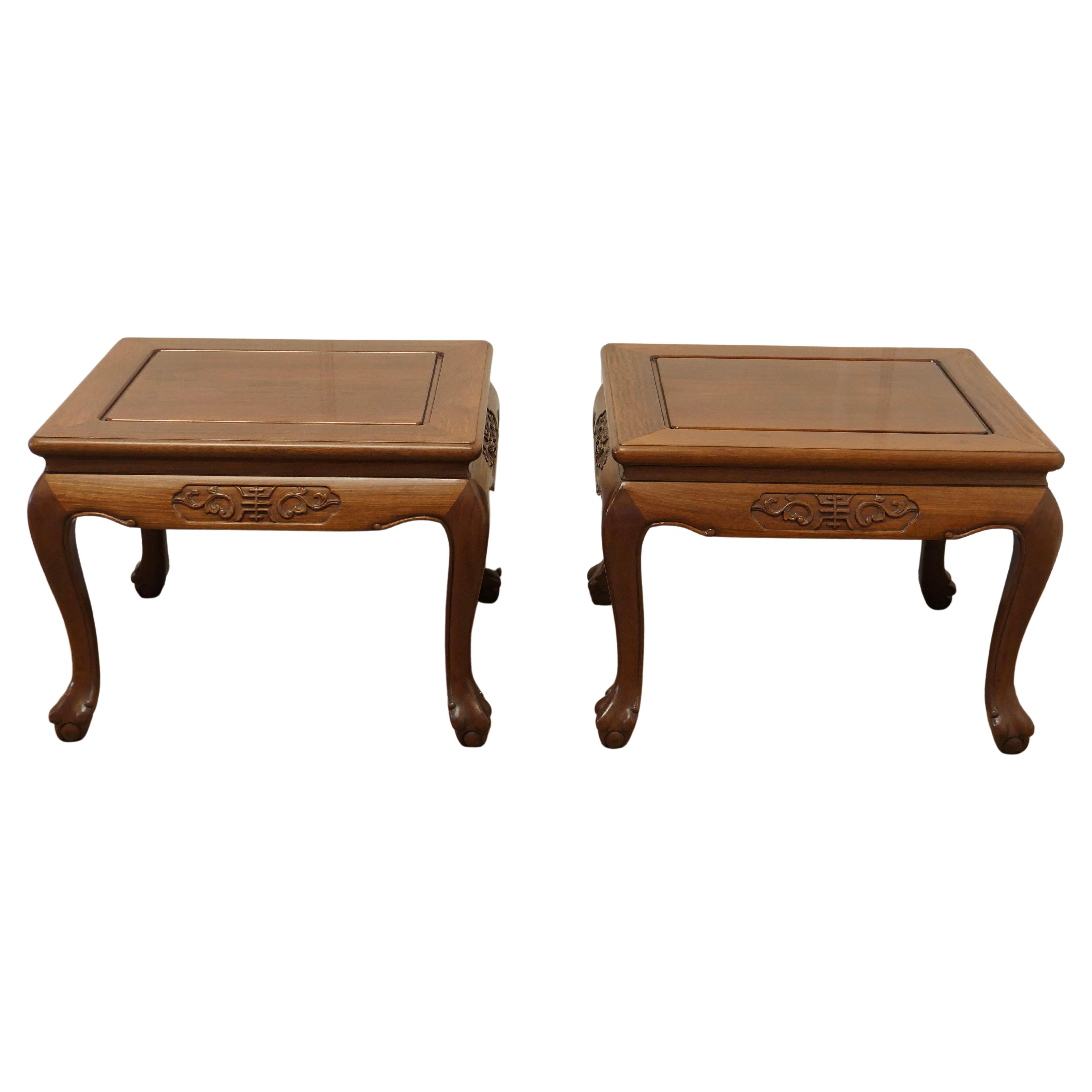 Pair of Oriental Teak Low Tables, Coffee Tables For Sale