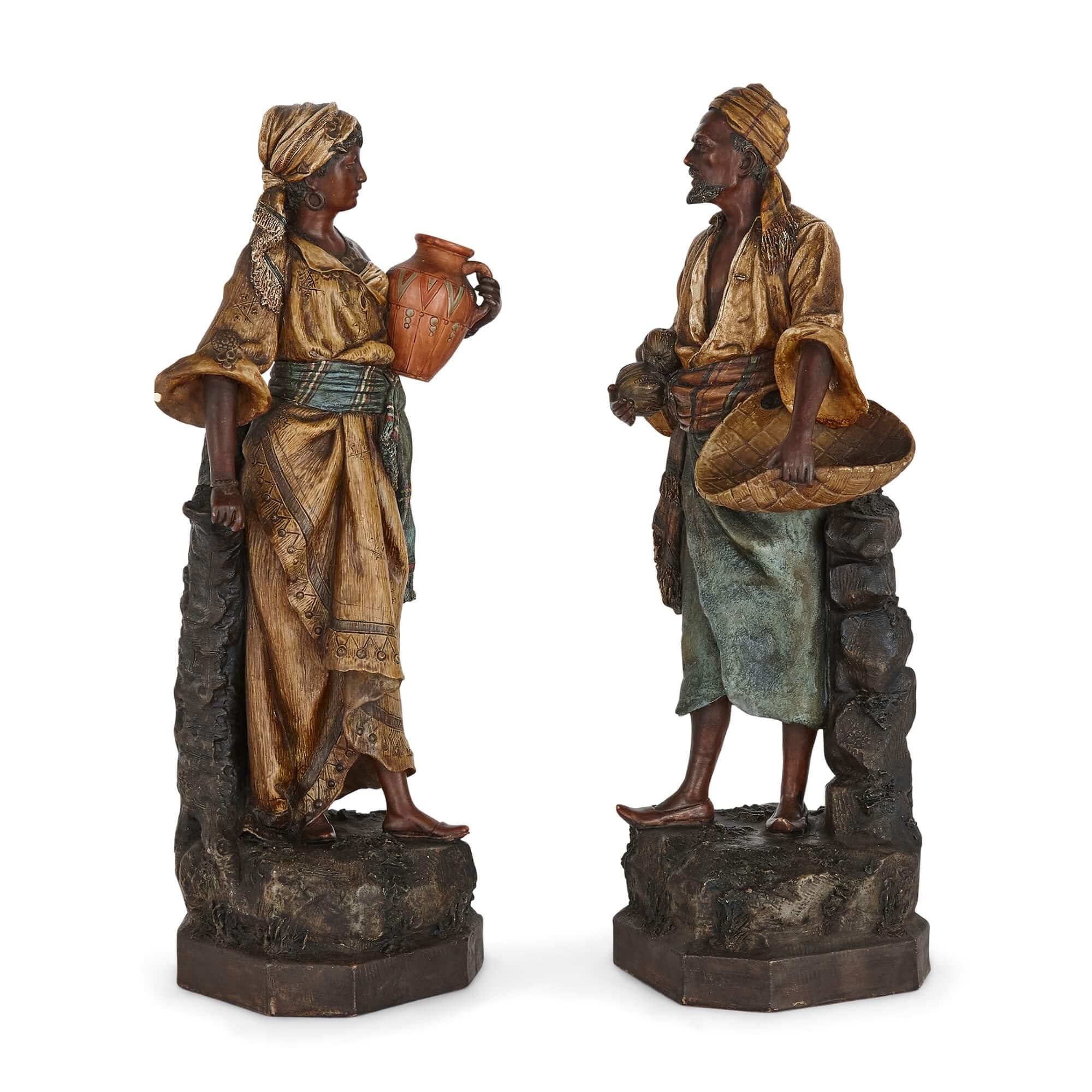 Autrichien Paire de figures orientalistes en terre cuite de Johann Maresch en vente