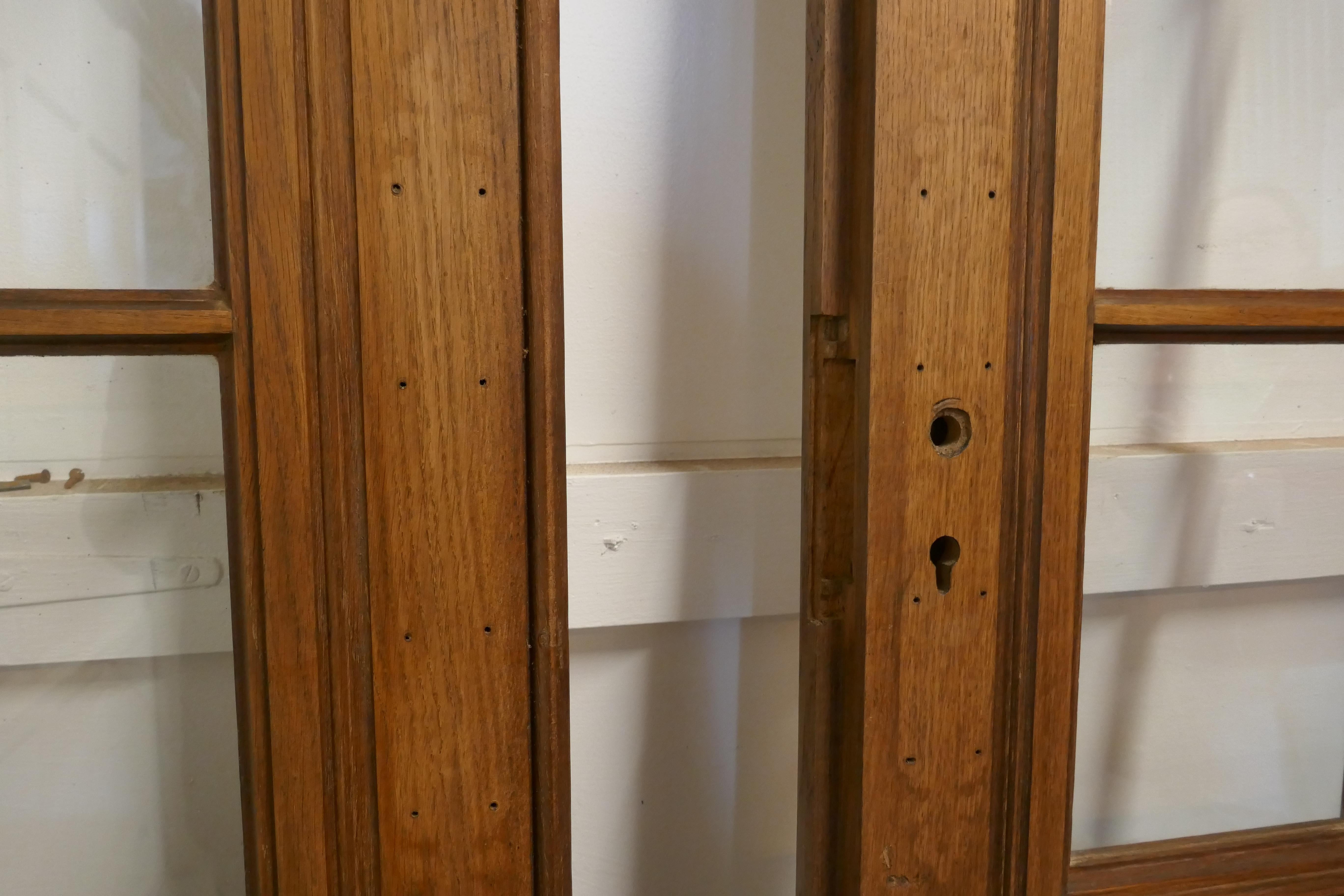 Pair of Original 19th Century Glazed Oak Double Doors 4