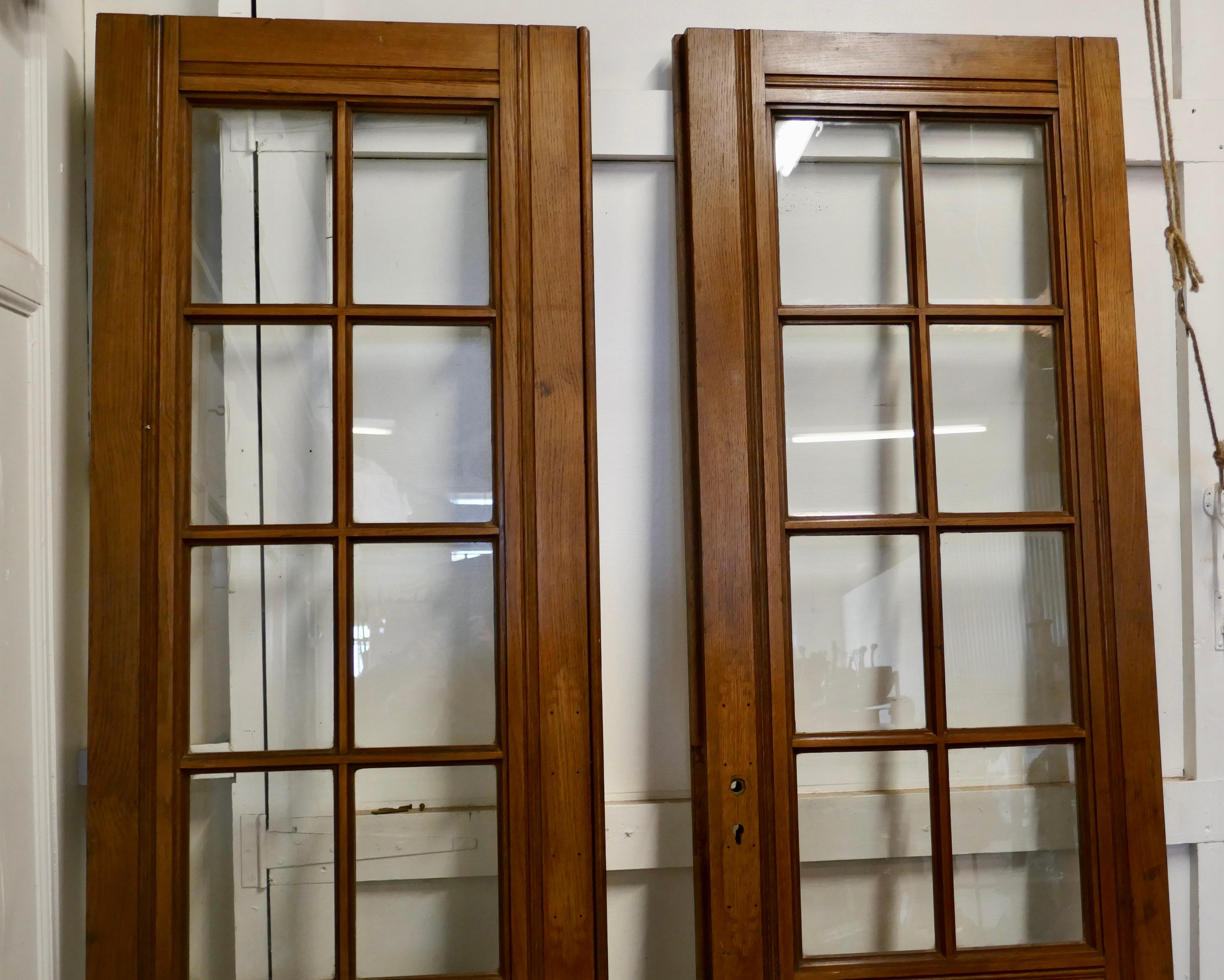 Pair of Original 19th Century Glazed Oak Double Doors 5