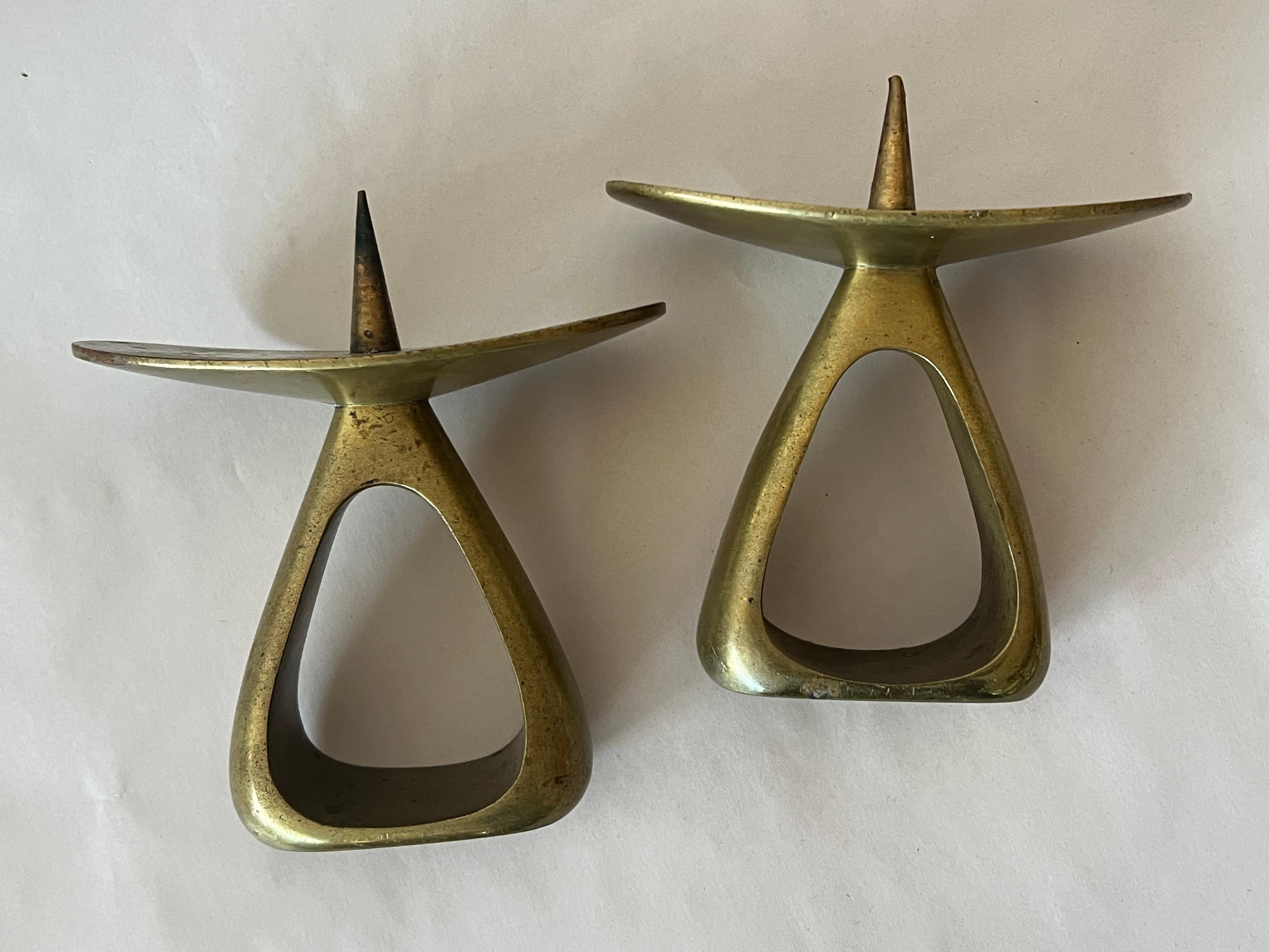 A Pair Of Original Carl Auböck Brass Candlesticks Ca' 1950's For Sale 5