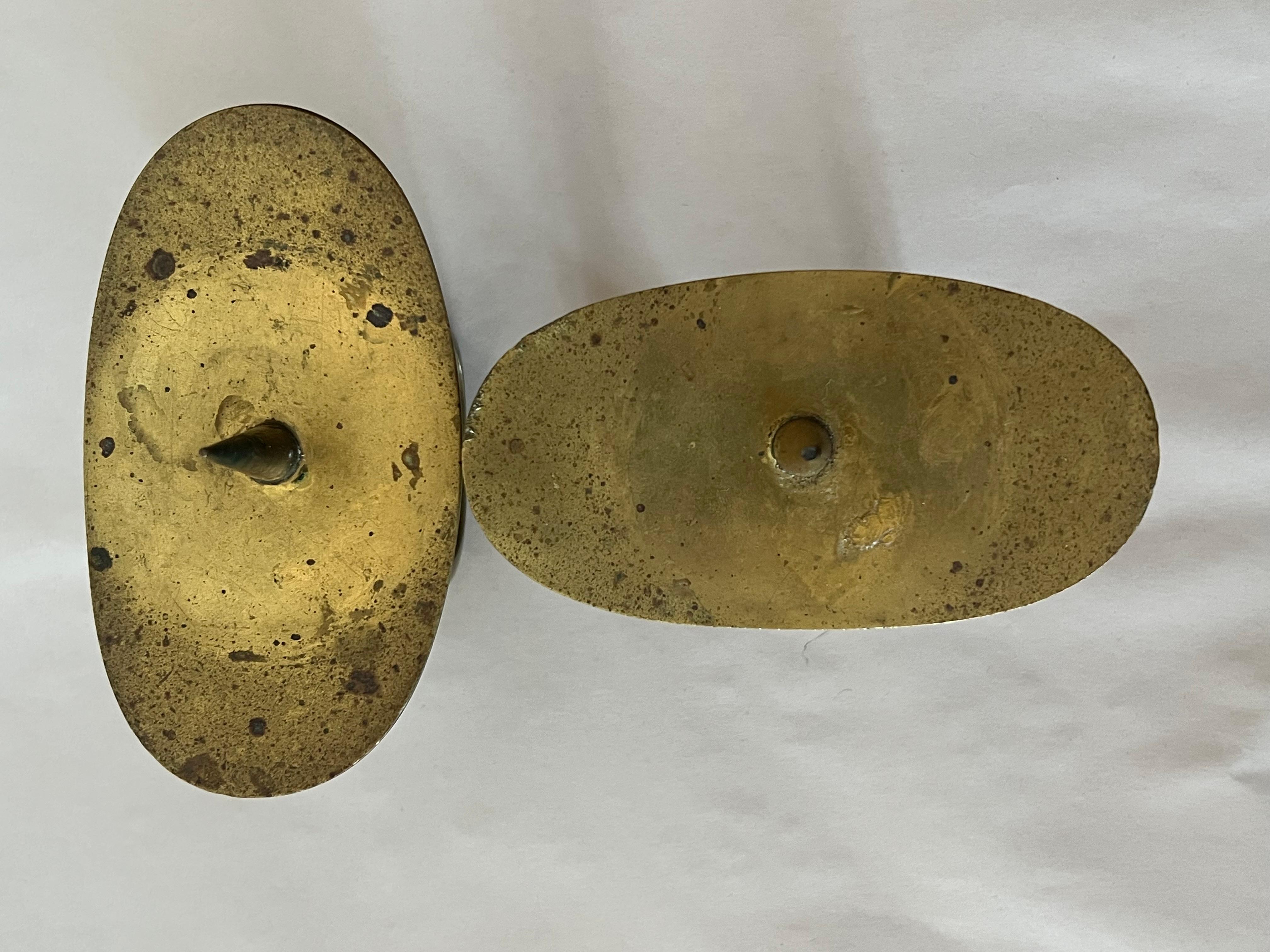 A Pair Of Original Carl Auböck Brass Candlesticks Ca' 1950's For Sale 6