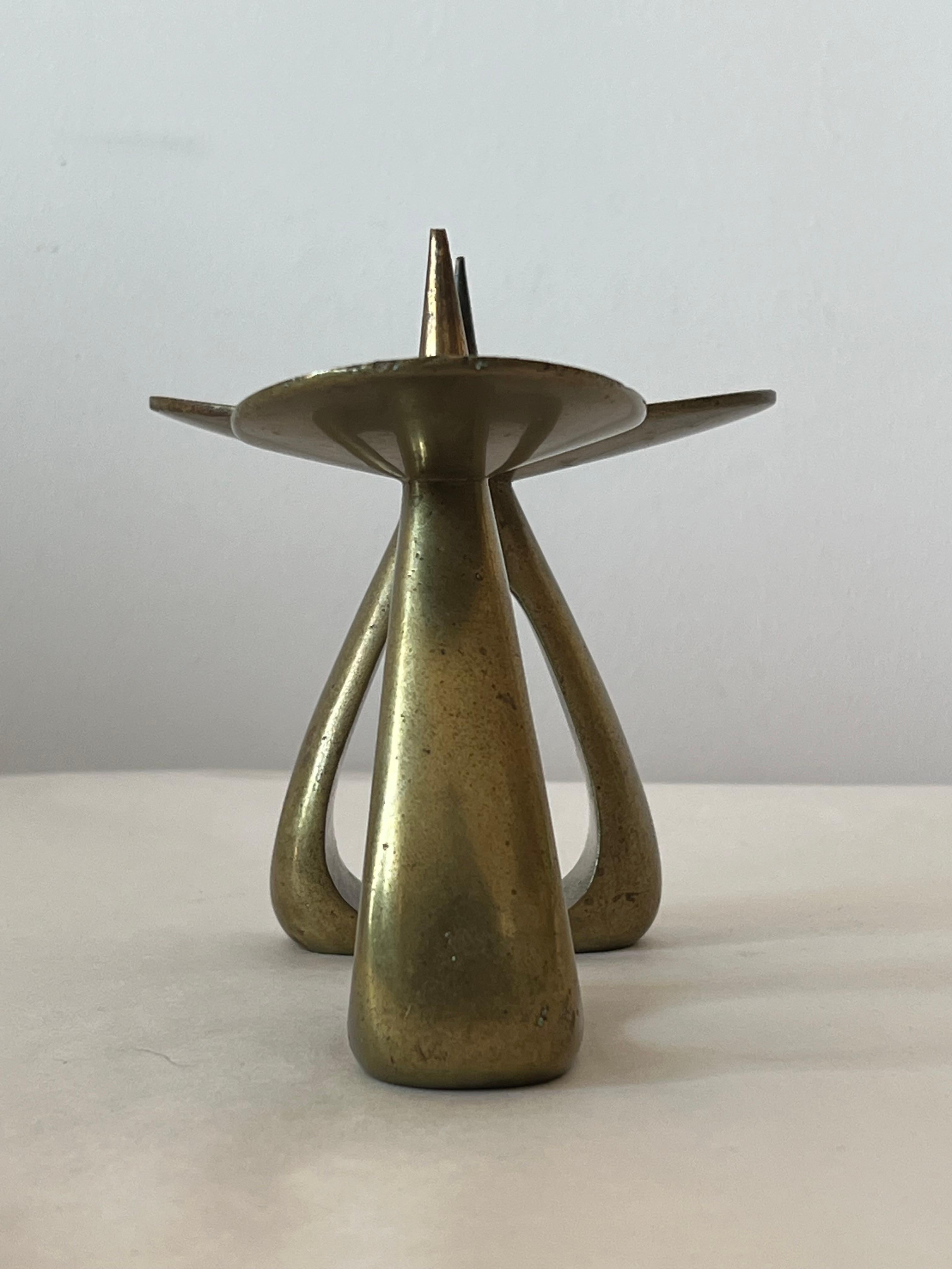 A Pair Of Original Carl Auböck Brass Candlesticks Ca' 1950's For Sale 7