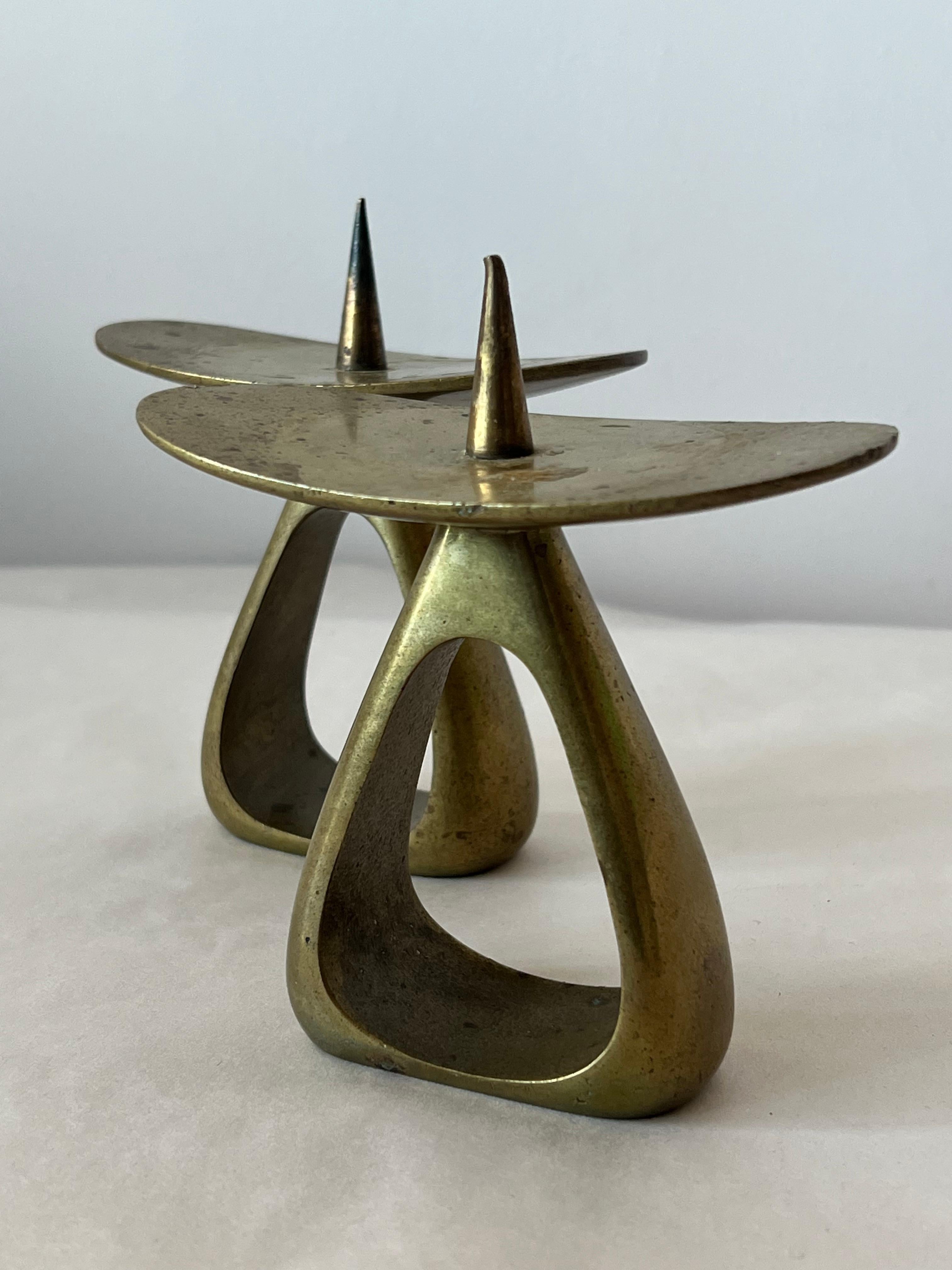 Mid-Century Modern A Pair Of Original Carl Auböck Brass Candlesticks Ca' 1950's For Sale