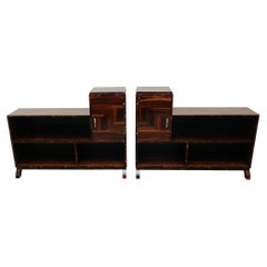 A Pair of Original French Art Deco Macassar Ebony Bookcase Cabinets