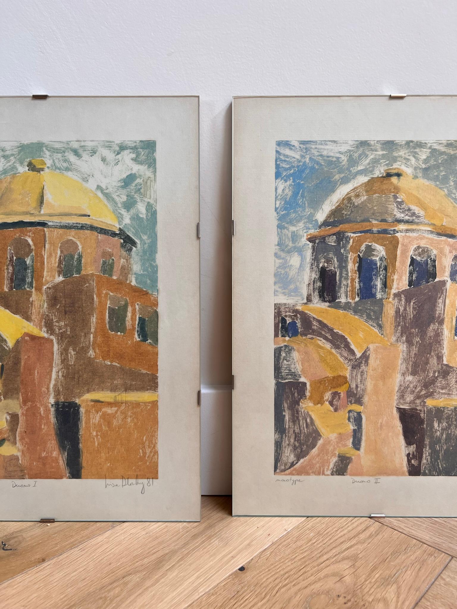 Pair of Original Monotype Etchings of the Duomo, Signed by Artist, 1981 For Sale 5