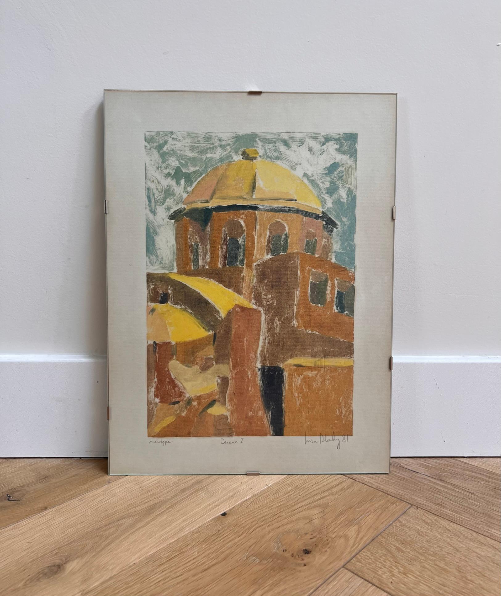 Italian Pair of Original Monotype Etchings of the Duomo, Signed by Artist, 1981 For Sale