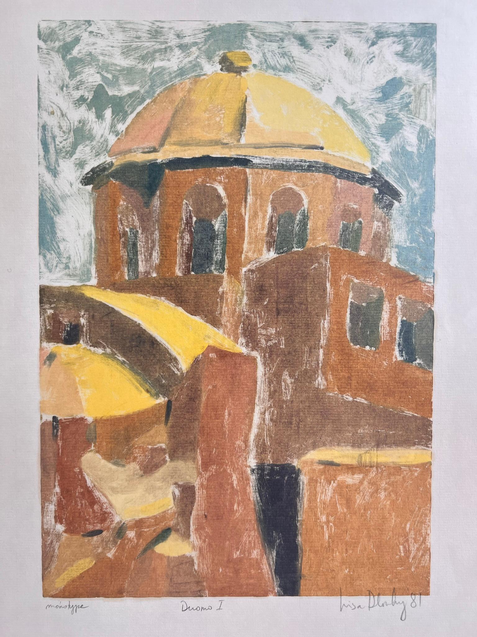 Pair of Original Monotype Etchings of the Duomo, Signed by Artist, 1981 For Sale 1