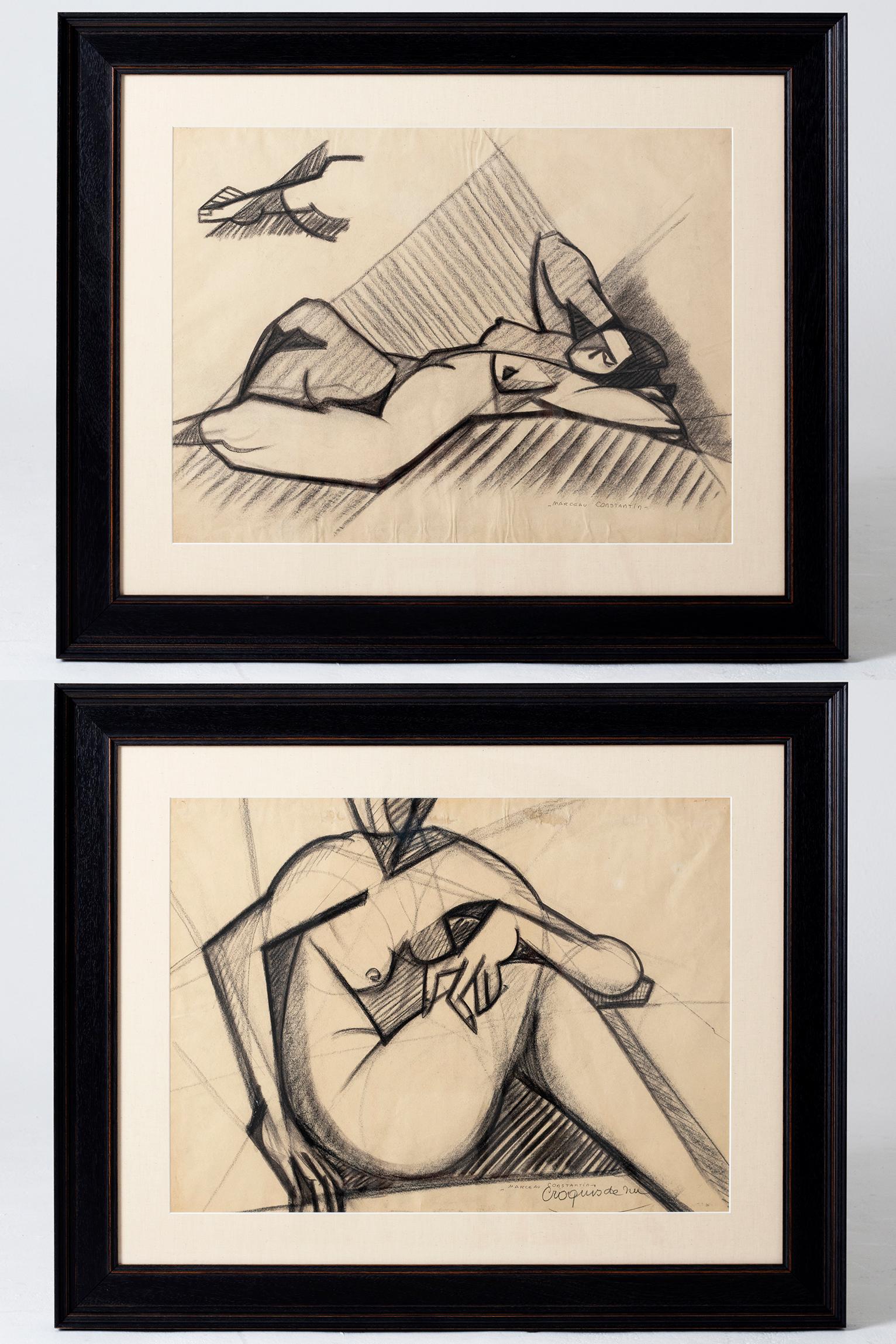 A pair of original nude drawings, by Marceau Constantin (1918-2017).
Charcoal on paper. Signed.
France, circa 1940.
Newly framed in bespoke frames. 

Marceau Constantin

Coming from a family of Greek immigrants, son of the village baker, who