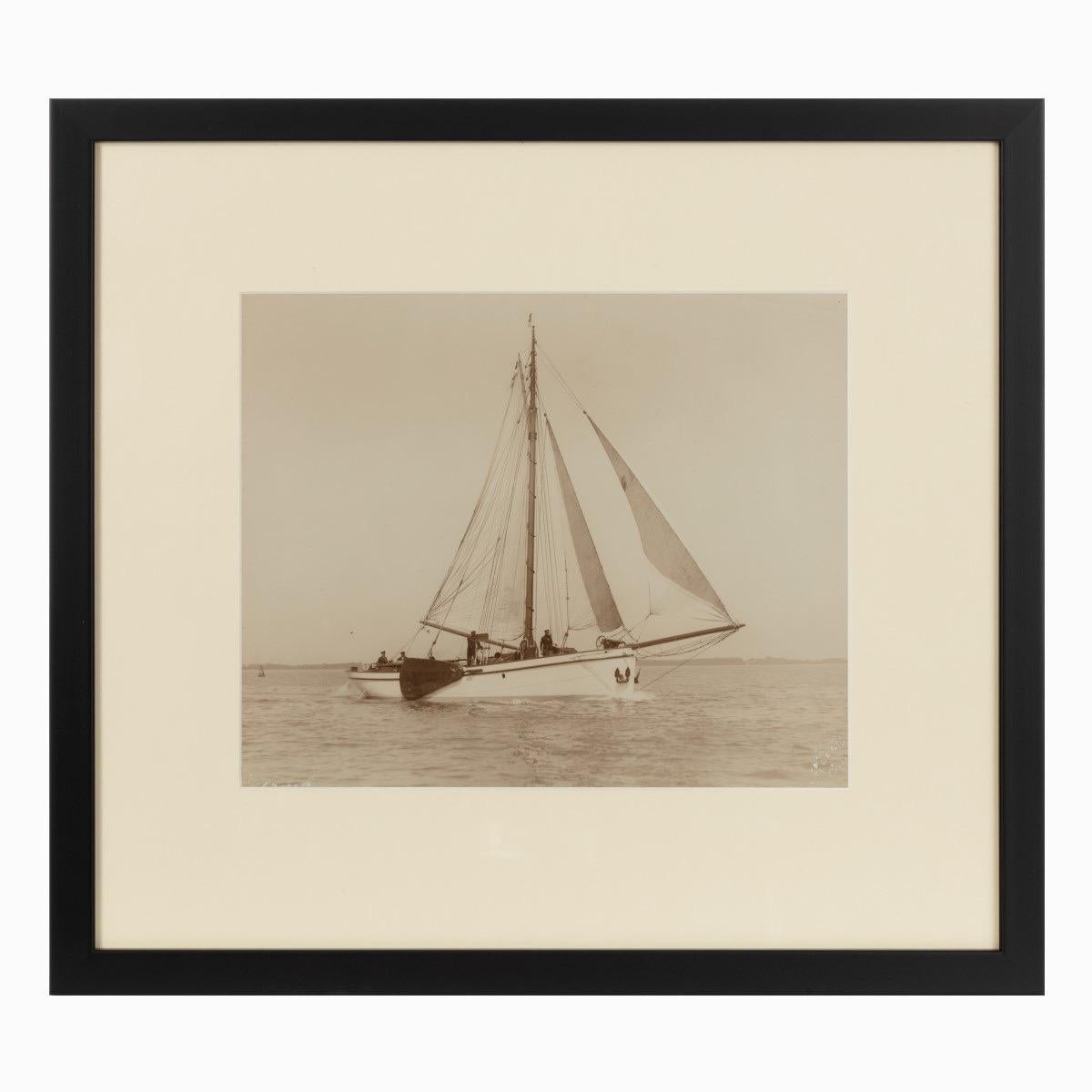 Original prints of the Dutch sailing yacht Verona sailing on port tack in the Solent.
An interesting point in this image is that she has a loose footed mainsail,
circa 1920

Signed/Inscribed: Signed Kirk Cowes.