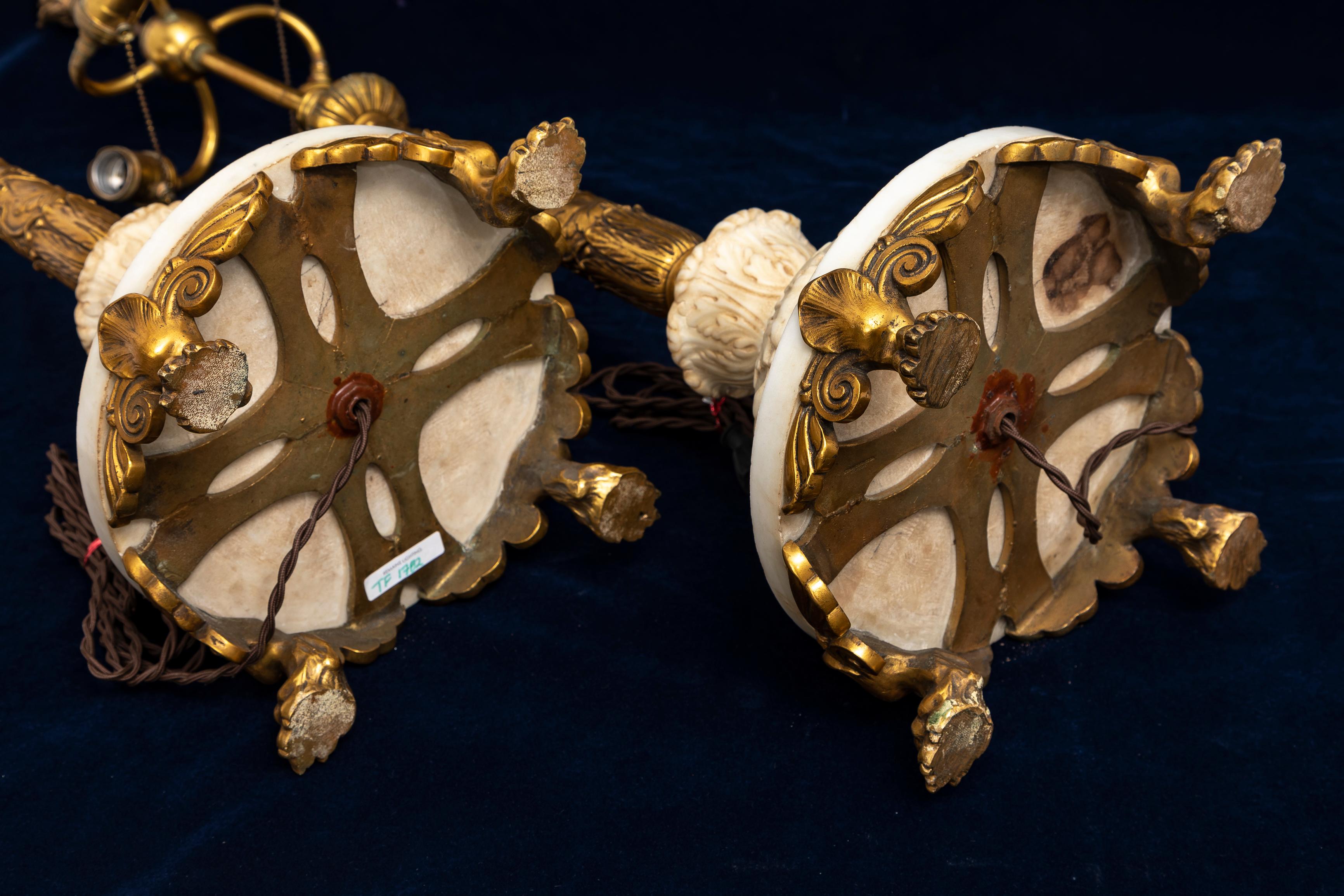 A Pair of Ormolu and Marble Table Lamps, Signed Sterling Bronze Co. New York For Sale 6