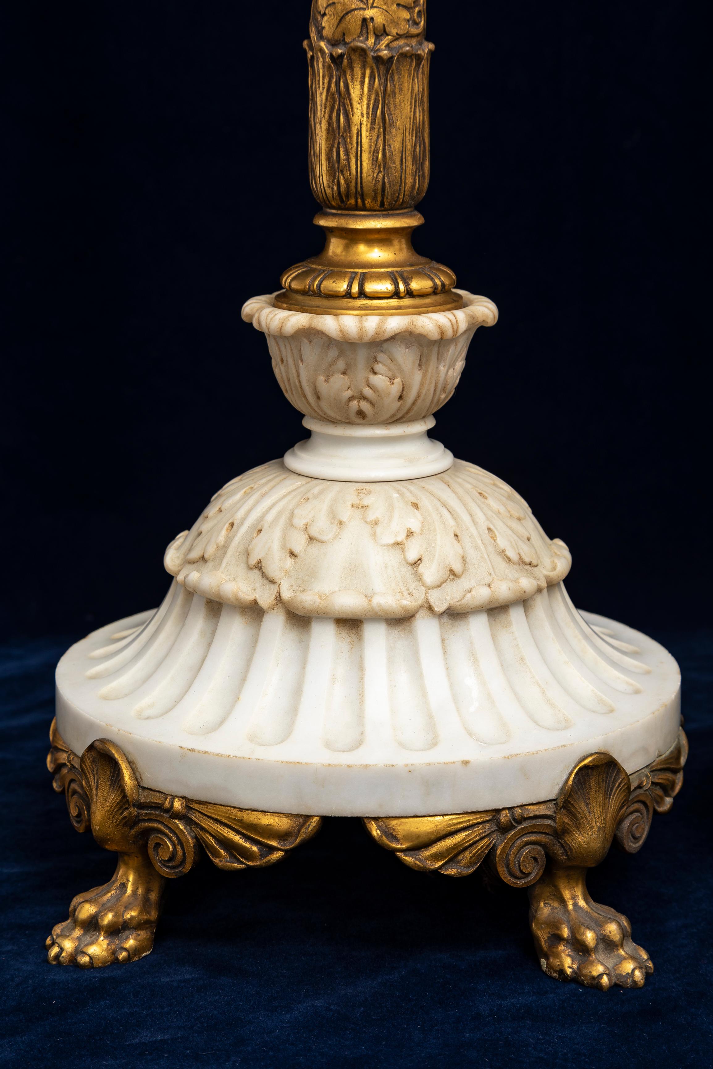 American A Pair of Ormolu and Marble Table Lamps, Signed Sterling Bronze Co. New York For Sale