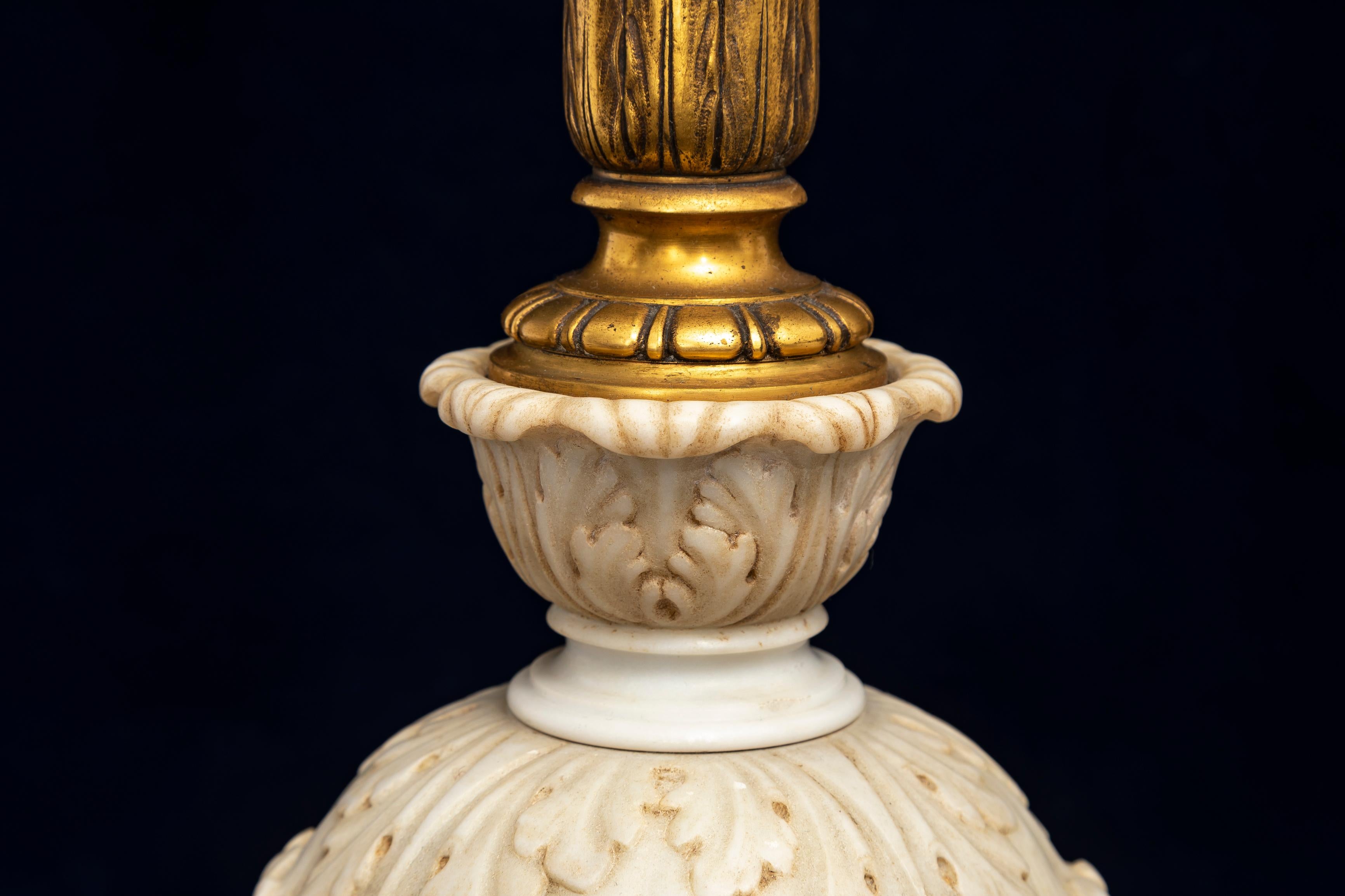 A Pair of Ormolu and Marble Table Lamps, Signed Sterling Bronze Co. New York For Sale 1