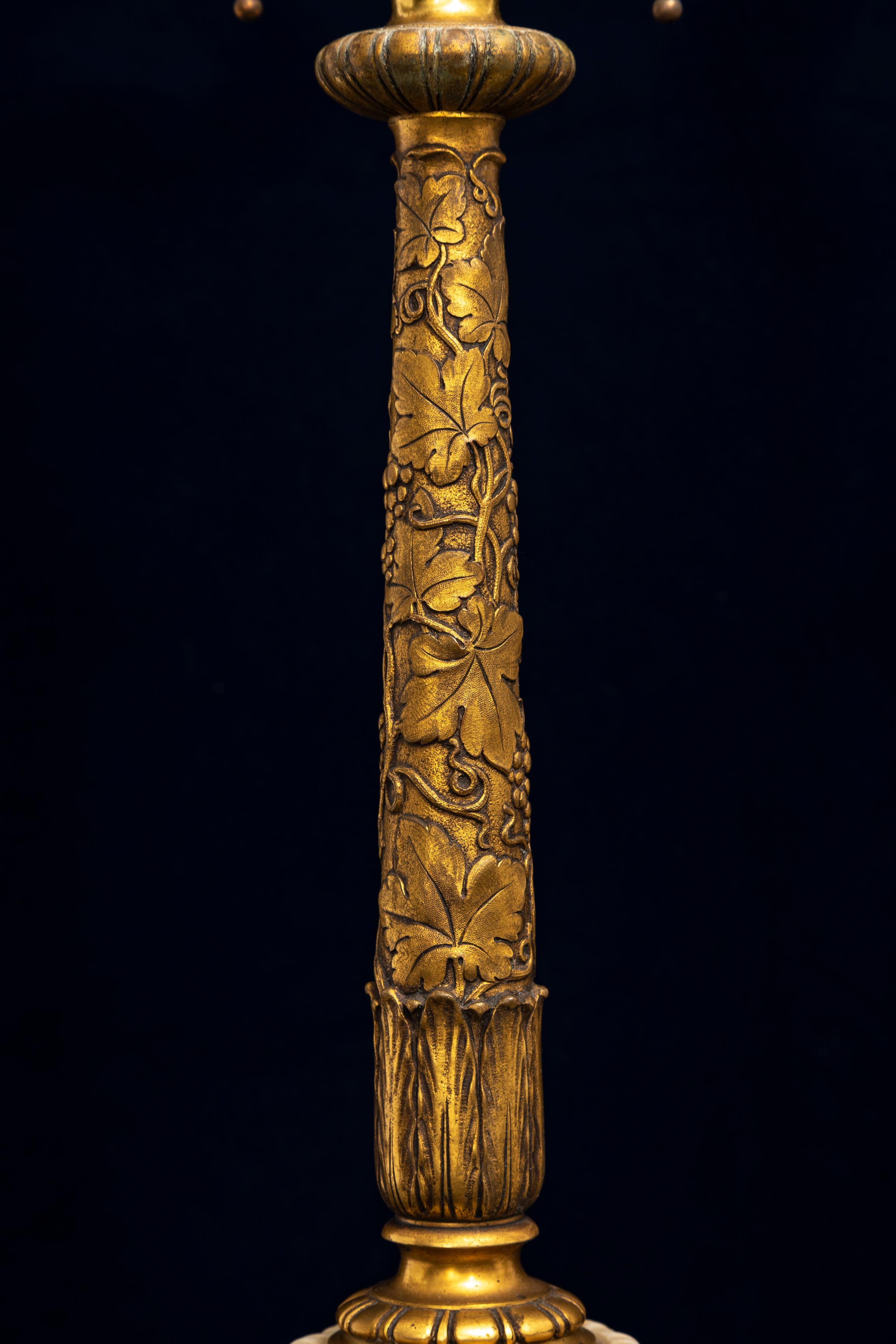 A Pair of Ormolu and Marble Table Lamps, Signed Sterling Bronze Co. New York For Sale 2