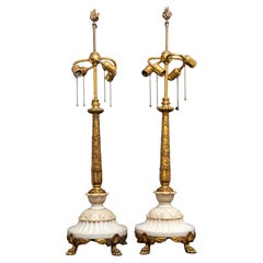 Antique A Pair of Ormolu and Marble Table Lamps, Signed Sterling Bronze Co. New York