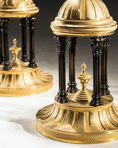 Pair of Ormolu & Bronze Based Georgian Temple Candlesticks
