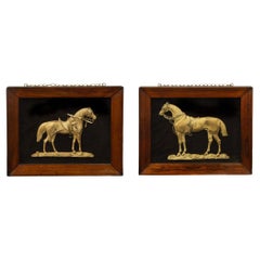 Paire de portraits équins en bronze doré de célèbres chevaux de guerre "Copenhague" et "Marengo