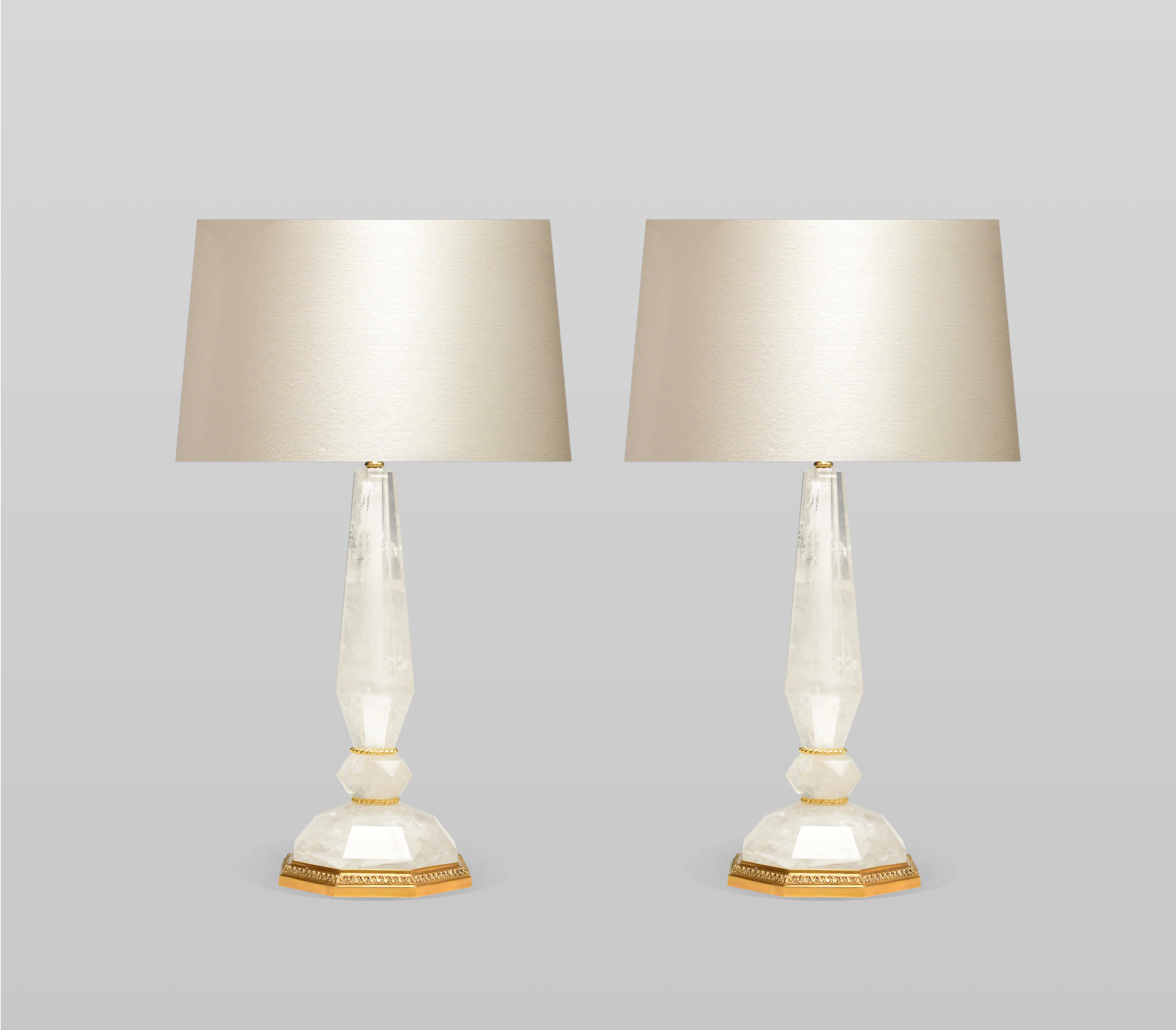A pair of ormolu-mounted rock crystal lamps. 
Measures: 15