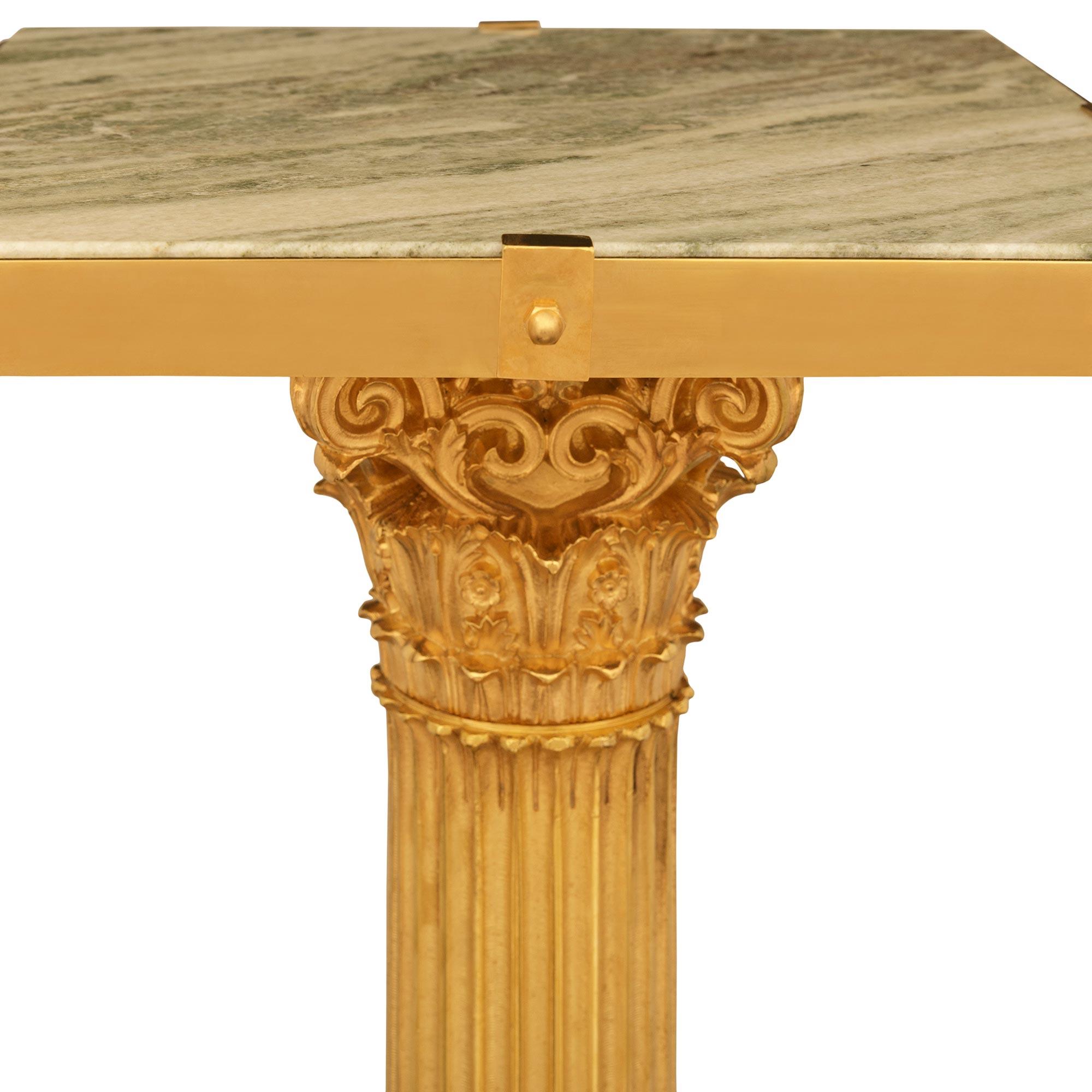 European A pair of Ormolu, patinated Bronze and Rose Saint Pons Marble pedestals For Sale