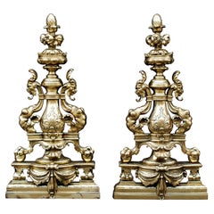 Pair of Ornate English 19th Century Andirons