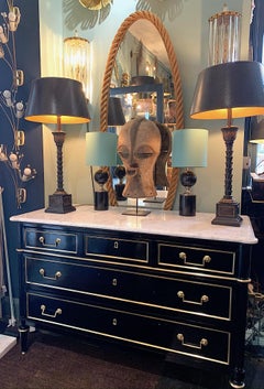 Pair of Ornate Table Lamps with Palm Tree Stems Mounted on Square Plinths