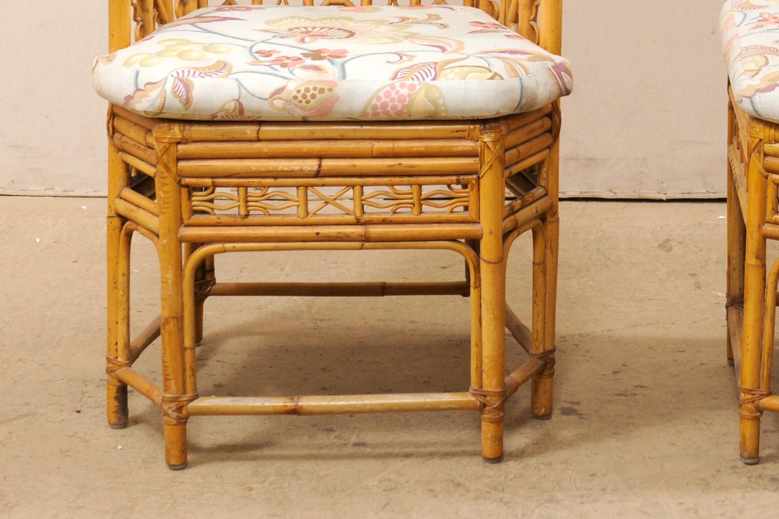 Pair of Ornately Designed Bamboo Occasional High-Back Armchairs 5