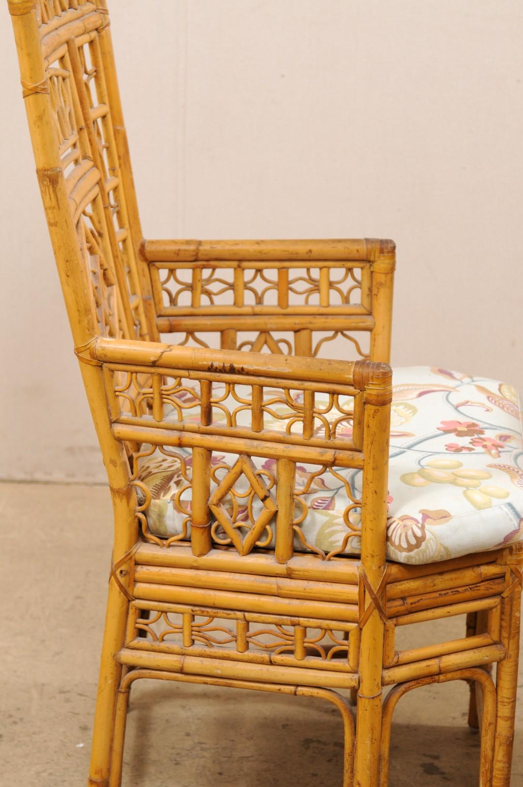 20th Century Pair of Ornately Designed Bamboo Occasional High-Back Armchairs