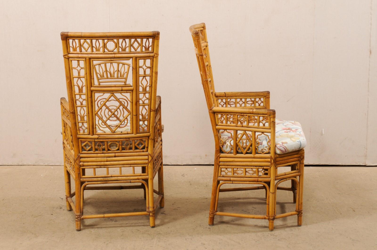 Pair of Ornately Designed Bamboo Occasional High-Back Armchairs 2