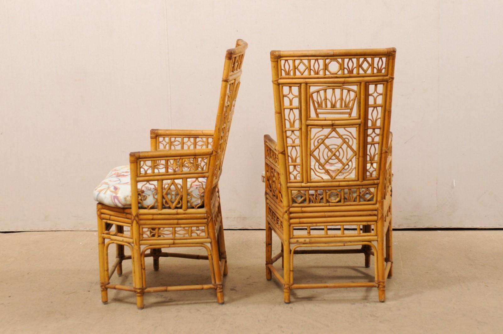 Pair of Ornately Designed Bamboo Occasional High-Back Armchairs 3