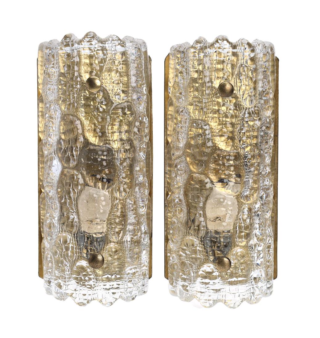 Moulage Paire d'appliques en verre moulé Orrefors par Carl Faugerlund en vente